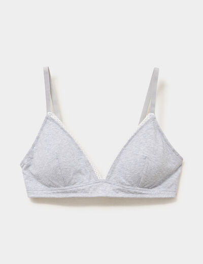 Soutien-gorge triangle padd&eacute; coton gris clair femme