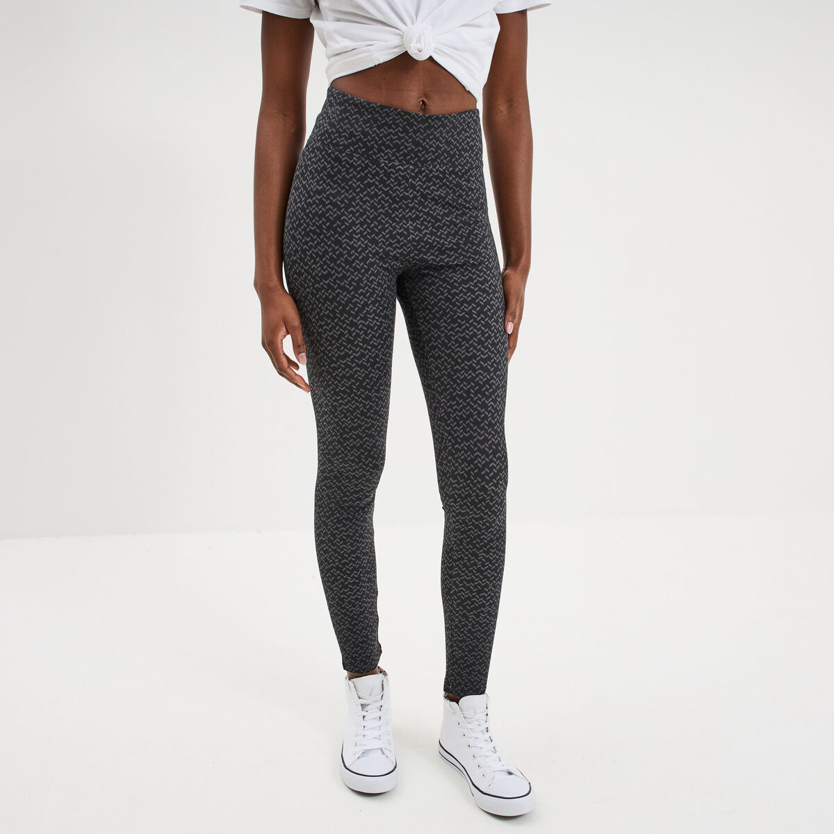 Legging taille haute coton noir femme