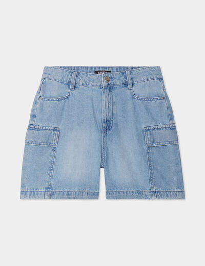 Short en jean cargo denim double stone femme