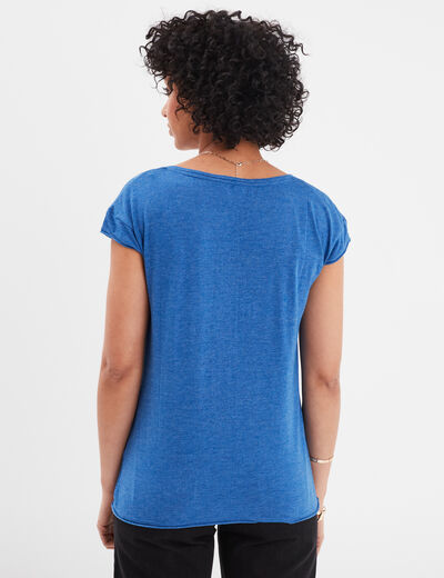 T-shirt col v poche poitrine Creeks bleu roi femme