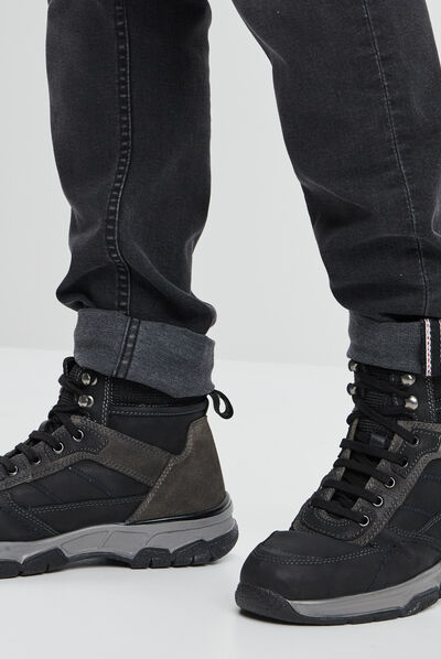 Bottines à lacets en cuir noir homme