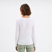 T-shirt col en V manches longues coton blanc femme