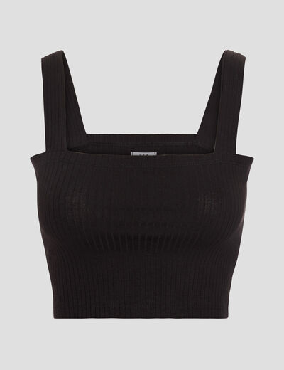 Haut de pyjama crop-top noir femme