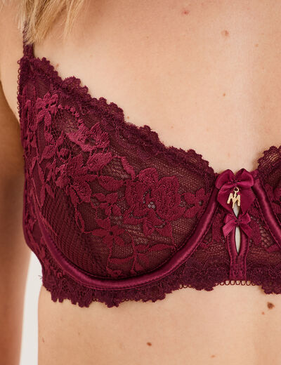 Soutien-gorge corbeille avec dentelle prune femme