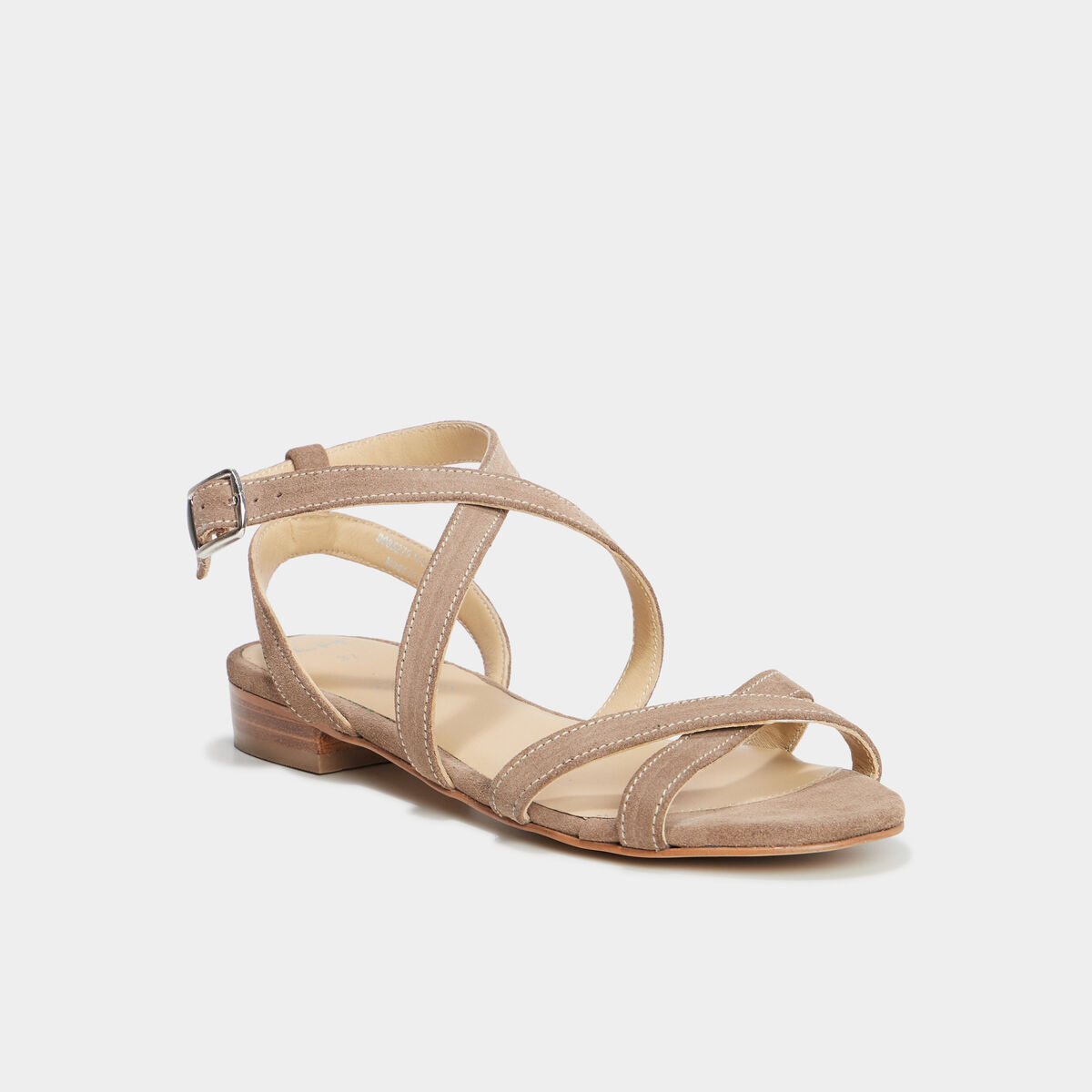 Sandales avec brides en cuir sable femme