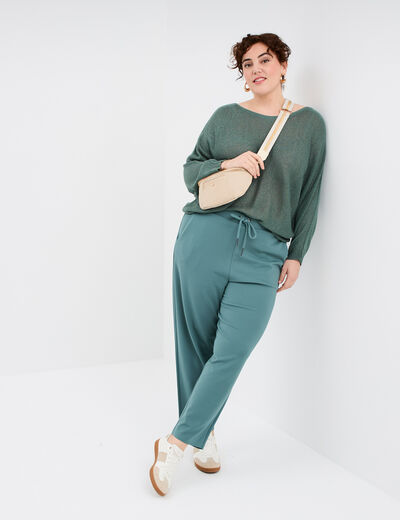 Pantalon de jogging taille à coulisse vert foncé femme grande taille