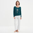 Ensemble pyjama 2 pièces coton vert foncé femme