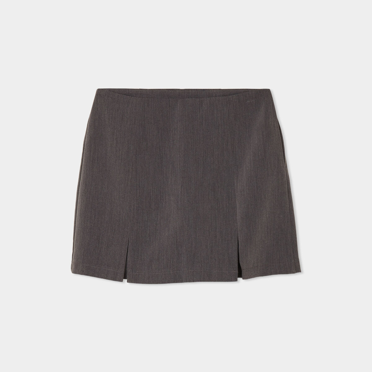 Jupe-short courte droite zippée gris foncé femme