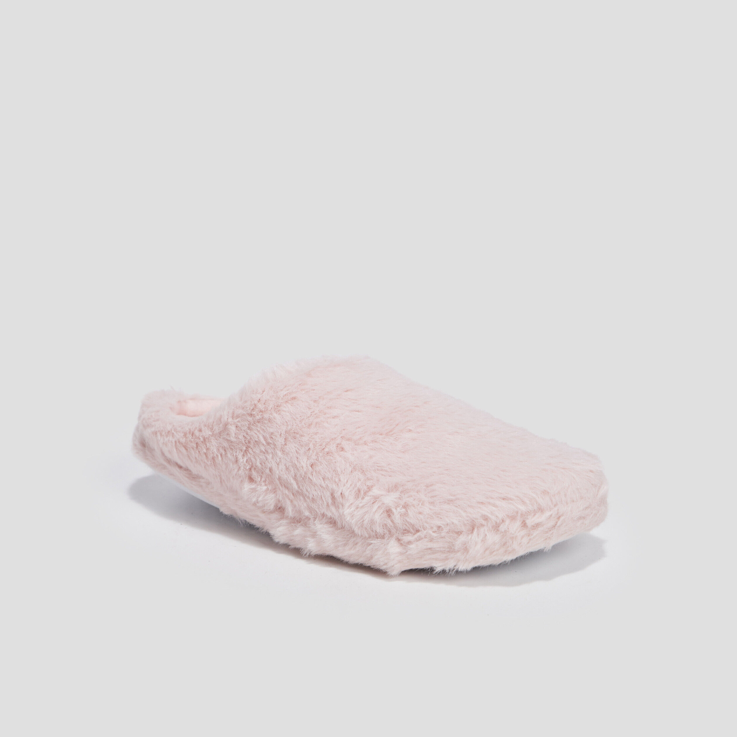 Chaussons mules imitation fourrure rose femme LH