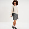 Pull col montant textur&eacute; manches longues blanc femme