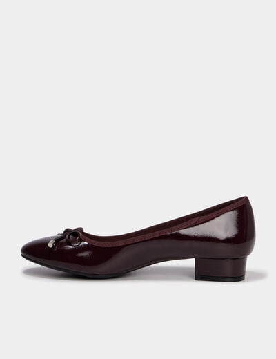 Ballerines &agrave; talons vernies bordeaux femme