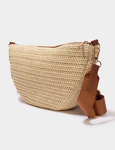 Sac banane XL effet tress&eacute; ivoire femme
