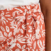 Pantalon avec pan noué mélange lin terracotta femme