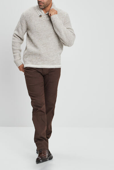 Pull manches longues ivoire homme