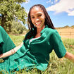 Chemise manches courtes lin m&eacute;lang&eacute; vert canard femme