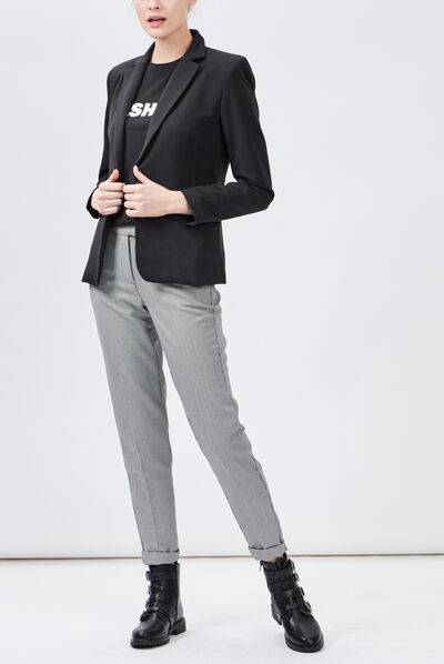 Veste droite boutonnée noir femme