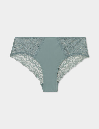 Shorty avec micro dentelle vert kaki femme