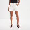 Short en jean poches à pont ivoire femme