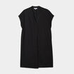 Robe manches courtes lin mélangé noir femme