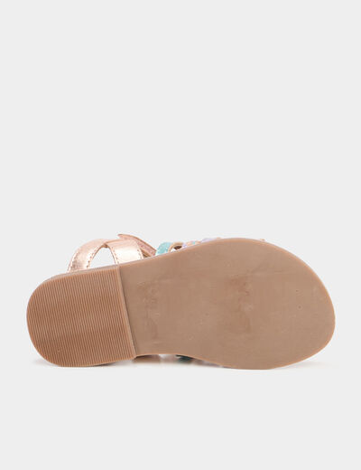 Sandales brides tressées en cuir multicolore fille