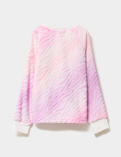 Ensemble pyjama 3 pi&egrave;ces effet velours multicolore fille