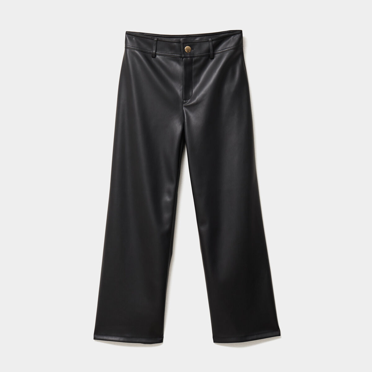 Pantalon simili cuir 7/8ème large noir femme