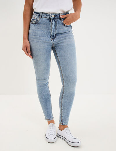 Jeans skinny taille haute cropped denim double stone femme