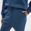 Pantalon jogging droit molleton bleu marine femme