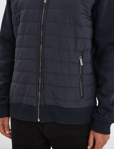Gilet zippé matelassé col montant bleu foncé homme