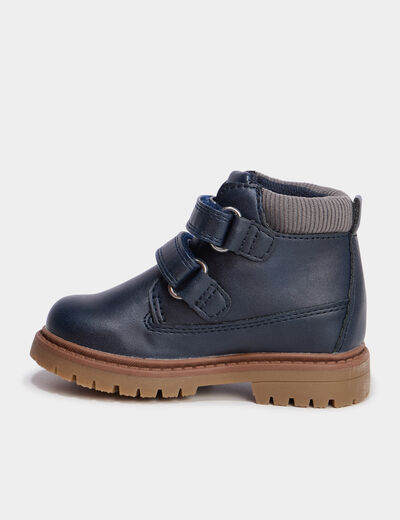 Boots &agrave; scratchs bleu marine b&eacute;b&eacute; gar&ccedil;on