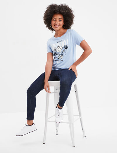 T-shirt manches courtes coton Snoopy bleu femme