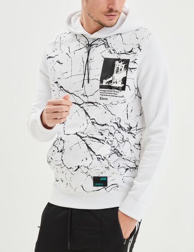 Sweat à capuche hoodie Liberto blanc homme