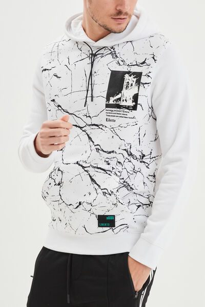 Sweat à capuche hoodie Liberto blanc homme