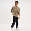 T-shirt droit col rond 1 poche coton vert kaki homme