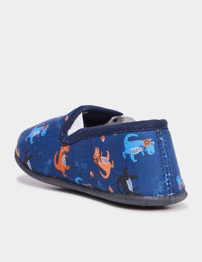Chaussons effet velours bout rond bleu garçon