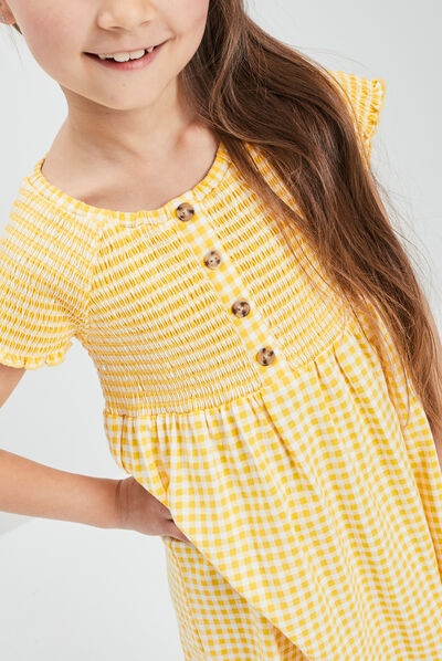 Robe évasée smockée Creeks ecru fille