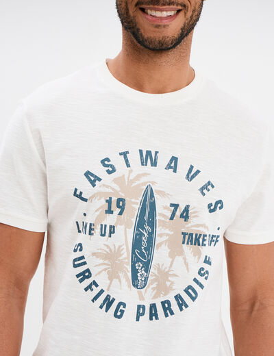 T-shirt col rond manches courtes coton blanc homme