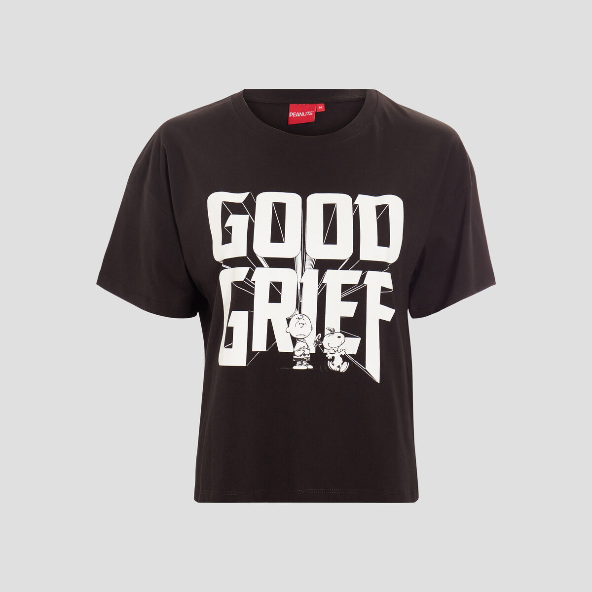 T-shirt manches courtes Snoopy noir femme