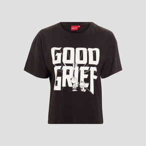 T-shirt manches courtes Snoopy noir femme
