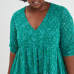 Robe patineuse fils métallisés col en V vert femme grande taille