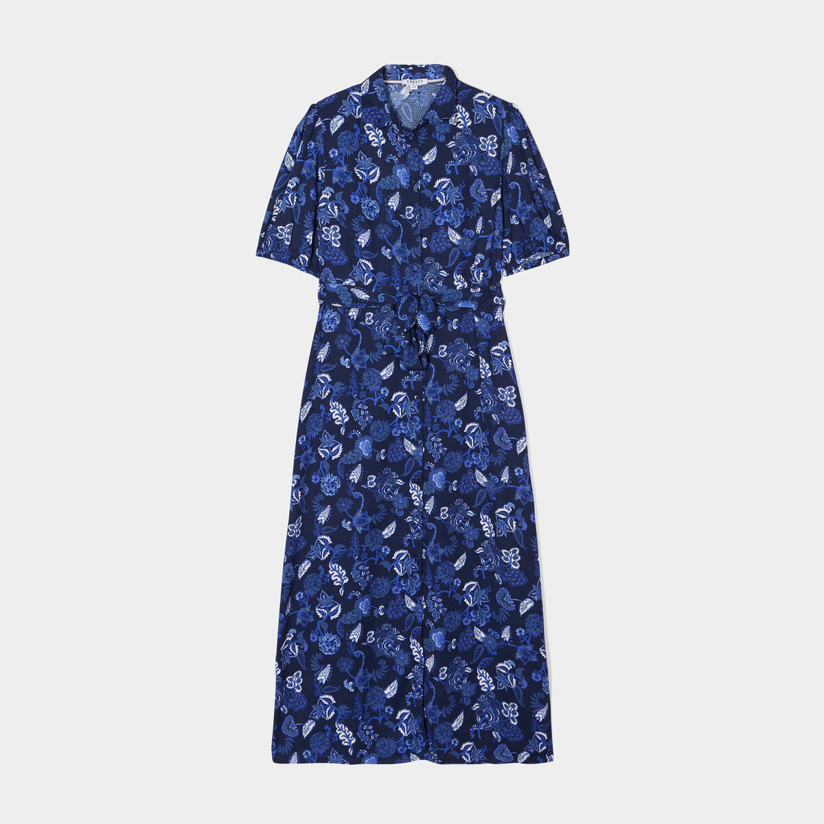 Robe longue chemise ceinturée Creeks bleu marine femme