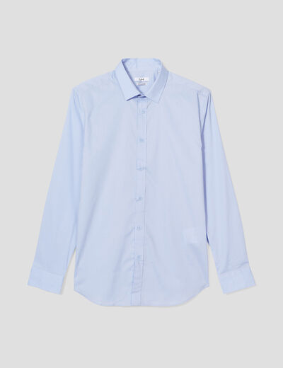 Chemise effet stretch manches longues bleu ciel homme