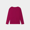 T-shirt coton manches longues à fronces violet foncé fille