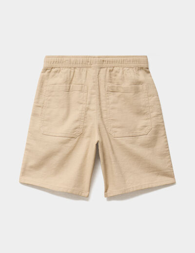 Bermuda regular taille &eacute;lastiqu&eacute;e coton beige gar&ccedil;on