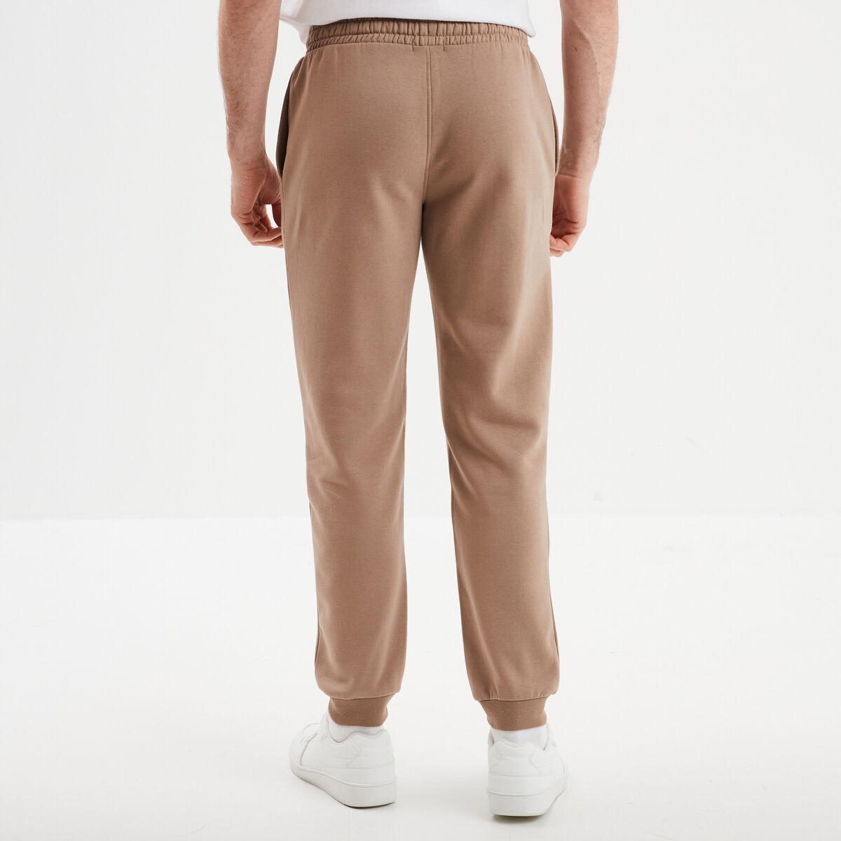 Pantalon jogging droit molleton taupe homme