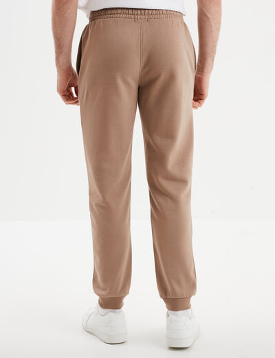 Pantalon jogging droit molleton taupe homme