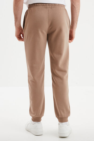 Pantalon jogging droit molleton taupe homme