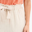 Pantalon paperbag &eacute;lastiqu&eacute; m&eacute;lange lin beige femme