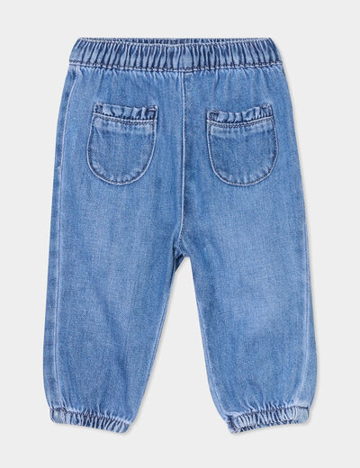 Jeans bas élastiqué coton denim double stone bébé fille