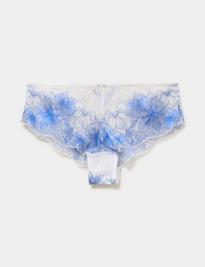 Shorty en dentelle bleu clair femme